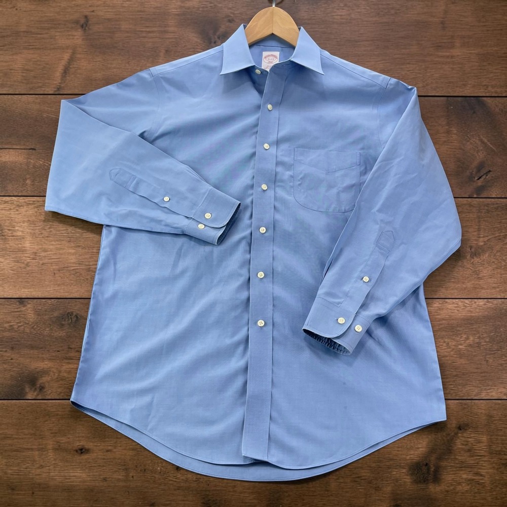 Brooks Brothers 346 Mens Light Blue Non-Iron Cotton Dress Shirt 15-2/3 346